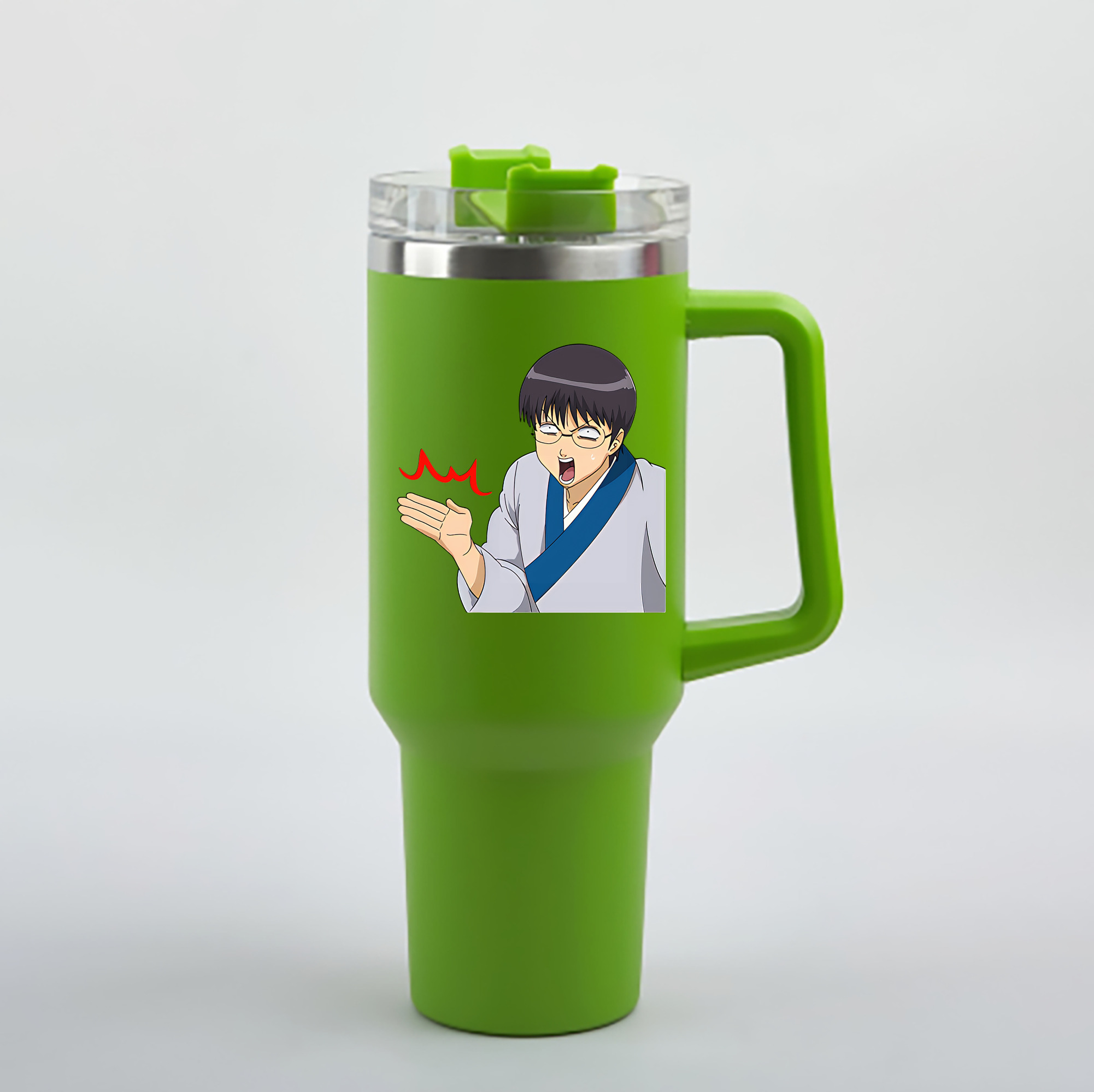 （画像用） ぎんたま 坂田銀時（さかたぎんとき） 神楽 志村新八（しむら しんぱち） GINTAMA Sakata Gintoki Kagura Shimura Shinpachi 1200mL車用タンブラー - クリスタルステッカー（プラスチックストロー付き）